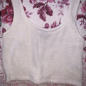 ZARA CROPPED WHITE RIBBED TANK